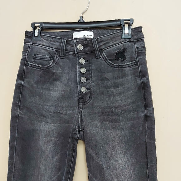 Vervet high rise distressed exposed button fly ankle skinny jeans size 26 - Picture 16 of 16